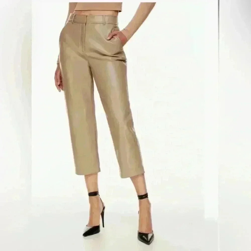 Babaton Aritzia Vegan Leather Command Cropped Pant Size 4 - Picture 12 of 12